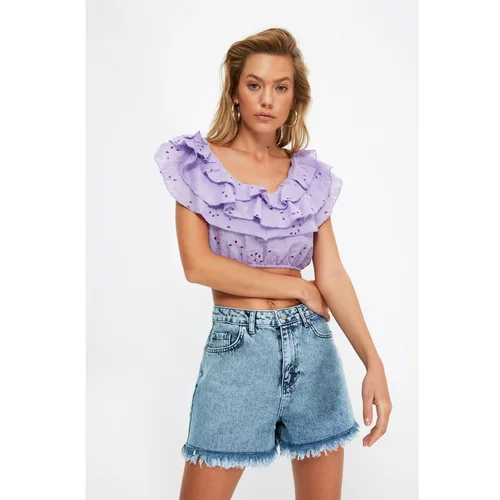 Trendyol Lilac Flared Scalloped Blouse
