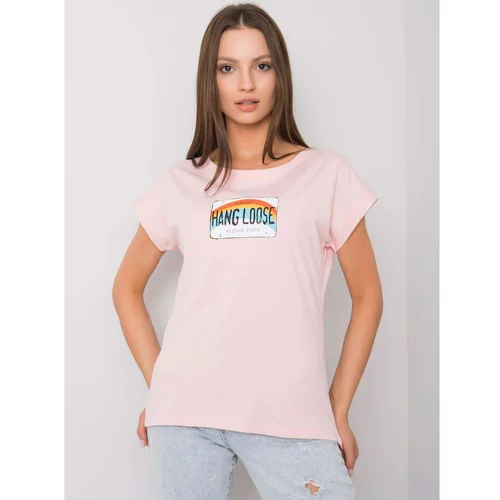 Fashion Hunters Light pink cotton women's t-shirt
