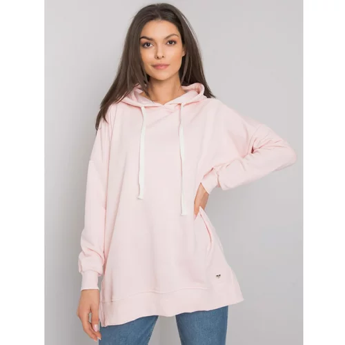 Fashion Hunters Light pink plain hooded sweatshirt