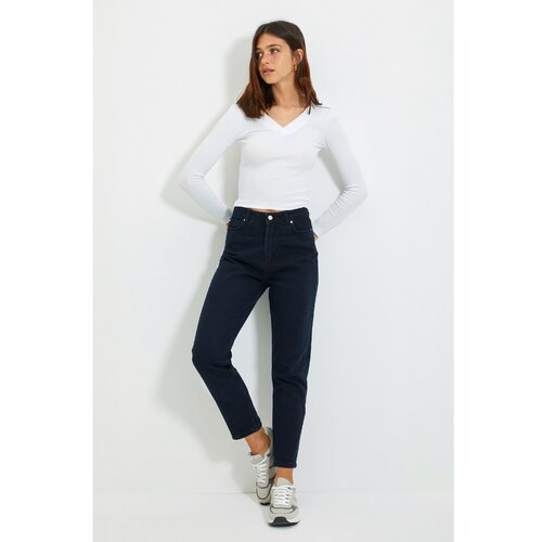 Trendyol Navy Blue High Waist Mom Jeans Slike
