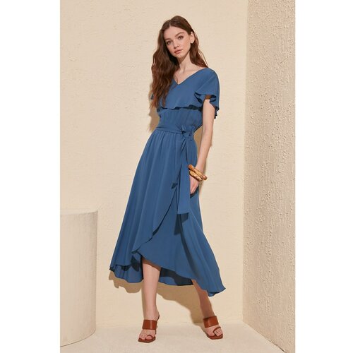 Trendyol Ženska haljina Frill Detaljno Plava | smeđa Slike