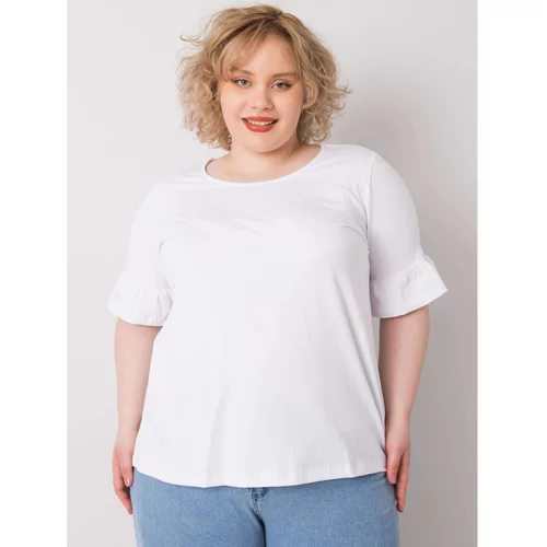 Fashion Hunters Plus size white blouse with decorative sleeves