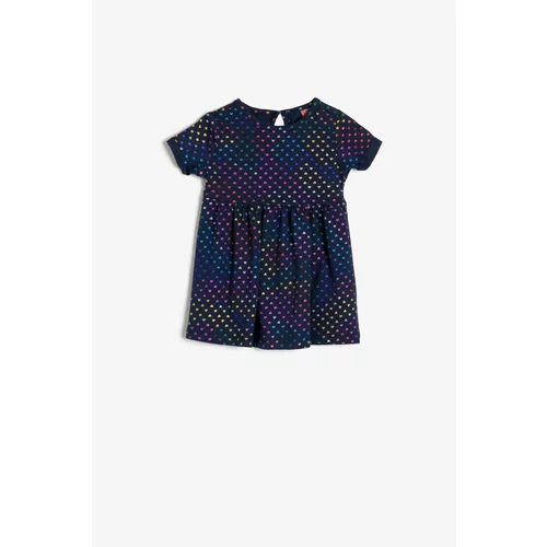 Koton Baby Girl Girl Navy Blue Printed Dress