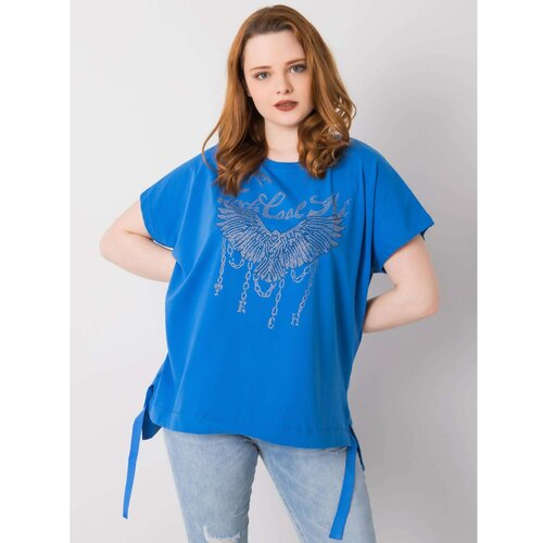 Fashion Hunters Blue loose-fitting plus size blouse Slike