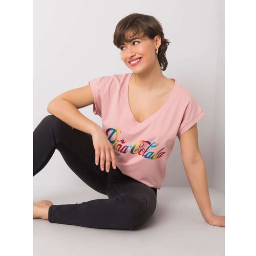 Fashion Hunters Dusty pink t-shirt with a colorful print Slike