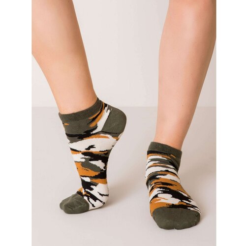 Fashion Hunters Khaki camo patterned women´s socks Slike