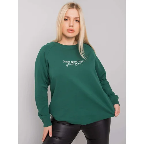 Fashionhunters Dark green women's sweatshirt of a larger size