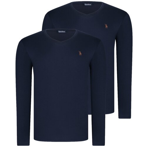 Dewberry DUAL SET T8587 V COLLAR MEN'S SWEATSHIRT-LACİVERT-LACİVERT Cijene