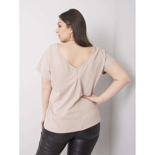 Fashion Hunters Beige cotton t-shirt of a larger size Slike