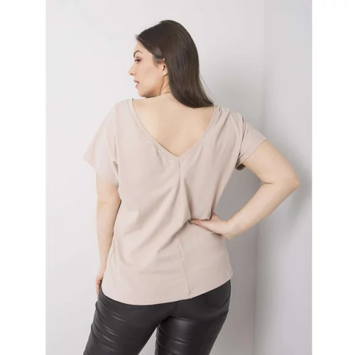 Fashion Hunters Beige cotton t-shirt of a larger size