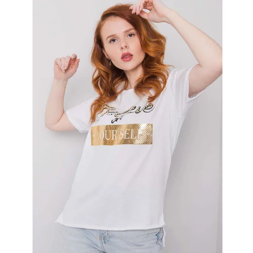 Fashion Hunters White women's t-shirt with the Evelyn applique