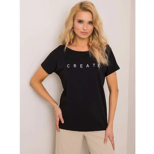 Fashion Hunters RUE PARIS Black T-shirt with a neckline on the back
