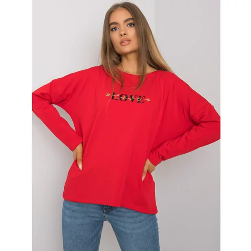 Fashion Hunters RUE PARIS Women's red cotton t-shirt with long sleeves