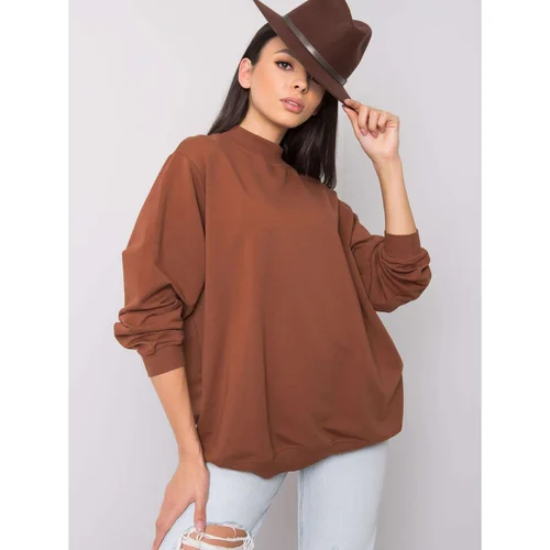 Fashion Hunters Basic brown cotton sweatshirt