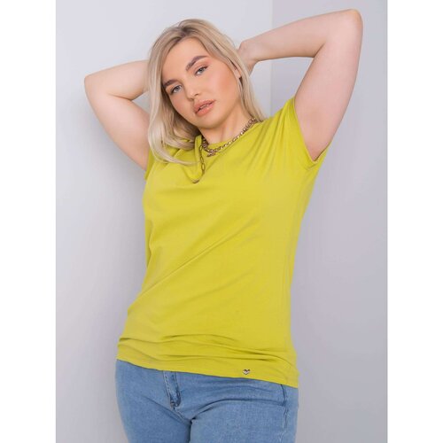 Fashion Hunters Plus size light green Leanne cotton t-shirt Slike