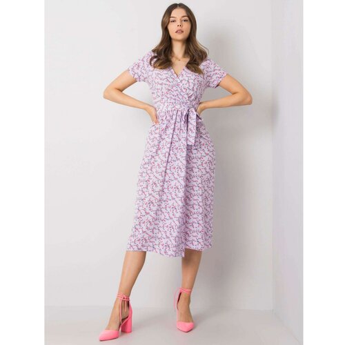 Fashion Hunters Violet dress with floral patterns Slike