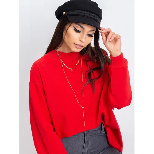 Fashion Hunters Basic cotton sweatshirt in red color