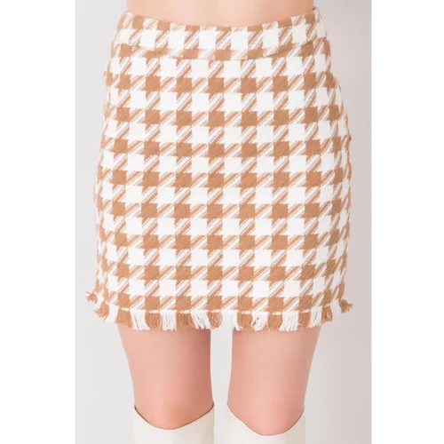 Fashion Hunters Camel and white mini skirt with houndstooth BSL