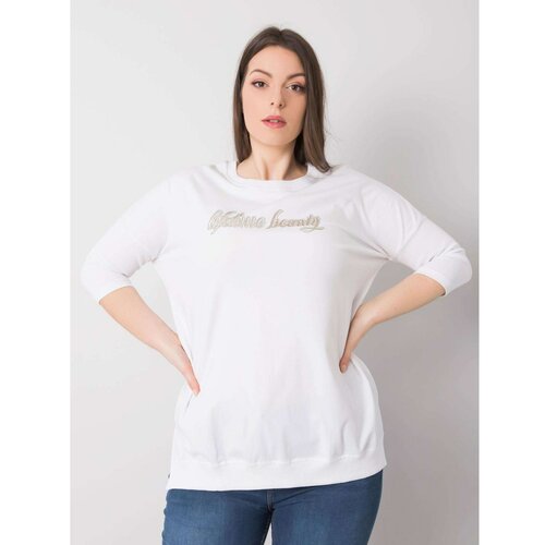 Fashion Hunters Women's plus size white blouse with the inscription Slike