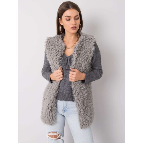 Fashion Hunters Sivi prsluk od umjetnog krzna Slike