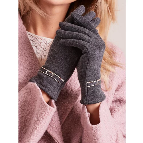 Fashion Hunters Women's gloves with a dark gray buckle