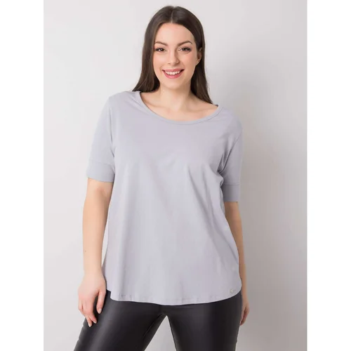 Fashion Hunters Light gray cotton t-shirt for women in oversize