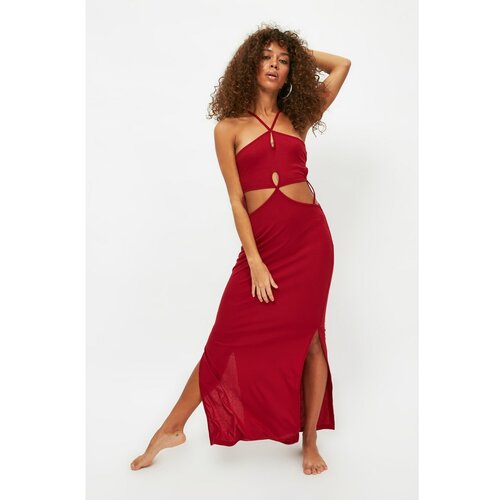 Trendyol Cinnamon Cut-Out Detaljna haljina za plažu tamnocrvena Slike