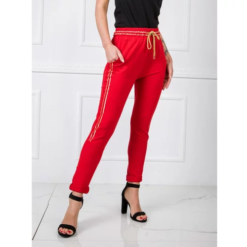 Fashionhunters Women's red cotton sweatpants