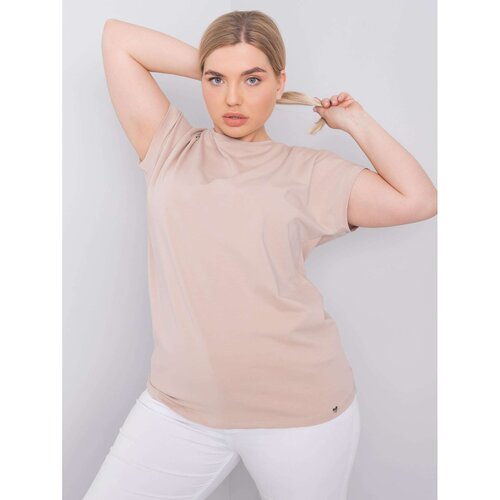 Fashion Hunters Plus size beige cotton t-shirt Slike