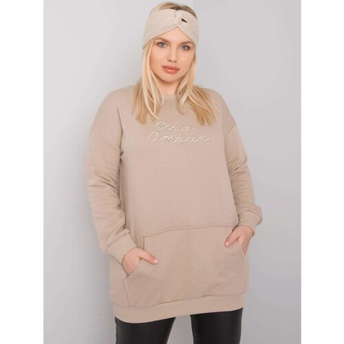 Fashion Hunters Beige kangaroo sweatshirts of larger size Slike