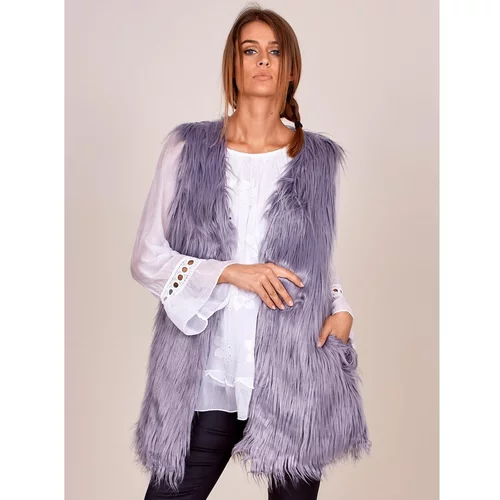 Fashion Hunters Ladies' gray vest with longer hair
