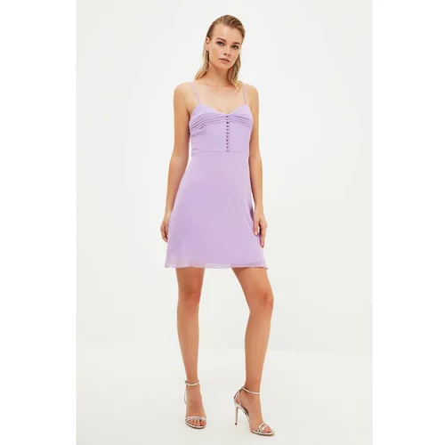 Trendyol Lilac Button Detailed Dress