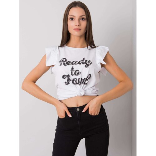 Fashion Hunters Women&amp;#039;s white blouse with a print Slike