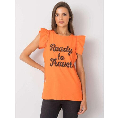 Fashion Hunters Orange blouse for women with a print Slike
