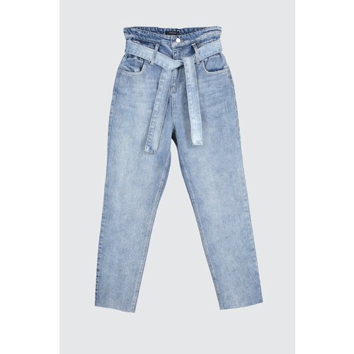 Trendyol Blue Belt Super High Waist Mom Jeans Slike