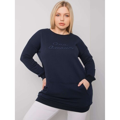 Fashion Hunters Plus size navy blue kangaroo sweatshirt Cene