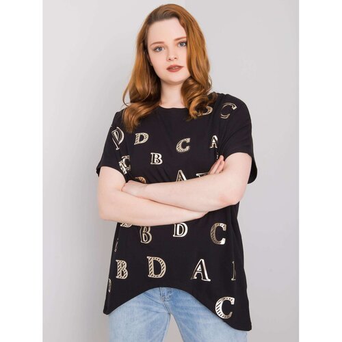 Fashion Hunters Black plus size blouse with prints Slike