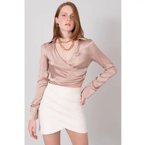 Fashion Hunters Beige blouse with a BSL collar