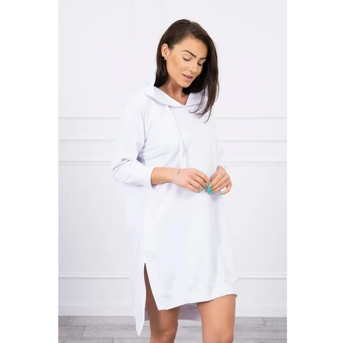 Kesi Dress with a hood and longer back white