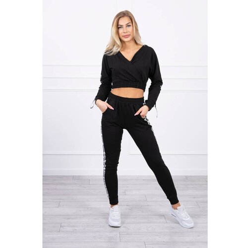Kesi Set with decorative stripes black Slike