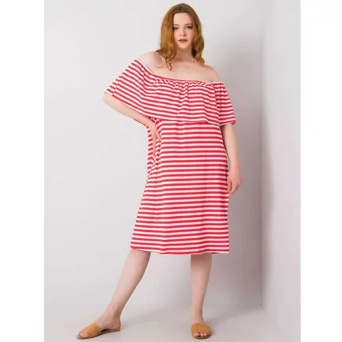 Fashion Hunters Coral and white plus size dress