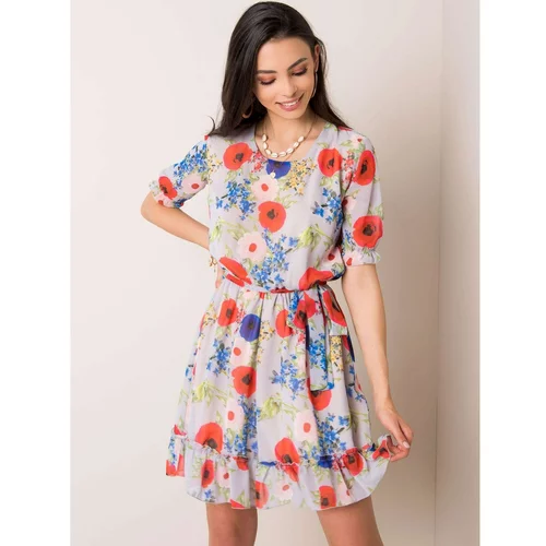 Fashion Hunters Gray dress with a floral pattern