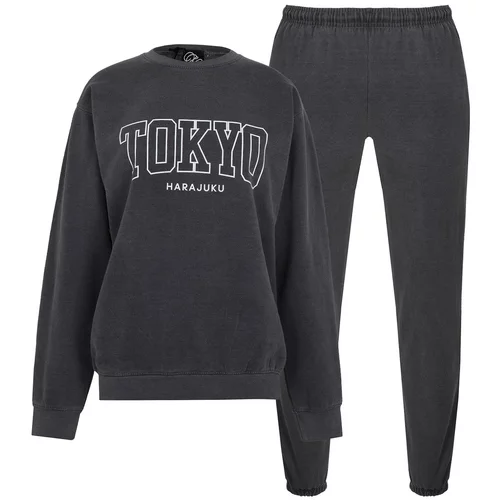 Fabric City Washed Sweatshirt and Jogger Tracksuit Co Ord Set