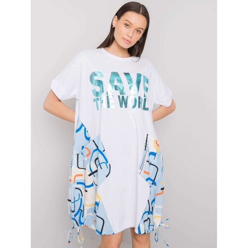 Fashion Hunters White and blue dress with pockets Slike
