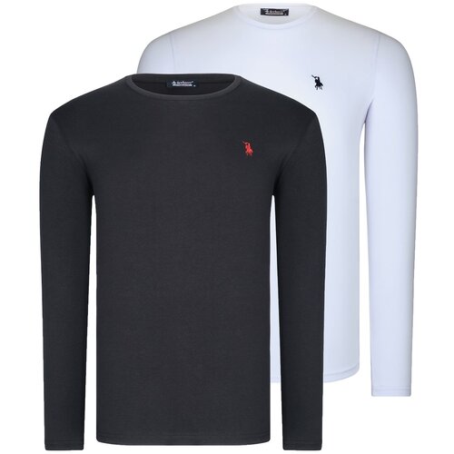 Dewberry DUAL SET T8588 ROUND COLLAR MEN&amp;#039;S SWEATSHIRT-WHITE-BLACK Slike