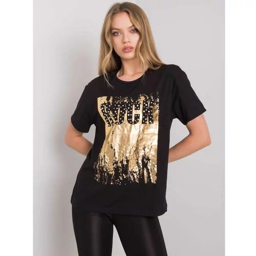 Fashion Hunters Black t-shirt with inscription and application