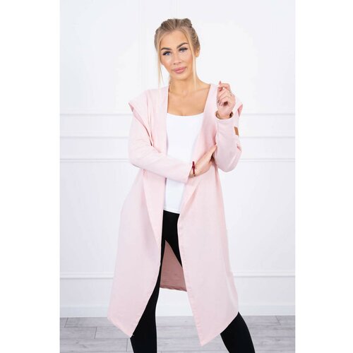Kesi Long cardigan with hood light powdered pink Slike
