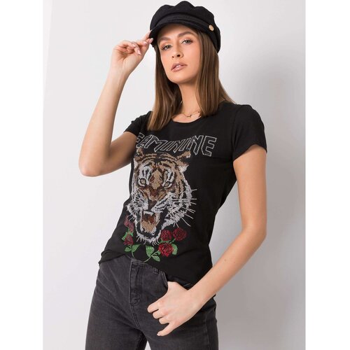 Fashion Hunters Women&amp;#039;s black T-shirt with an application Slike