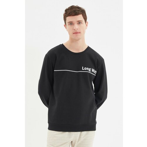 Trendyol Black Men's Printed Regular Fit Sweatshirt Slike
