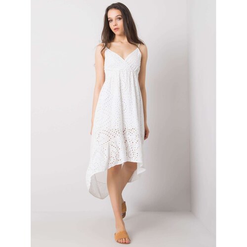 Fashion Hunters OH BELLA White dress with a longer back Slike